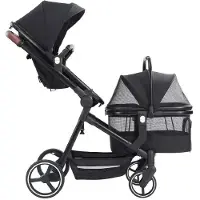 StarTech.com Poussette pour bébé et animaux de compagnie - Modèle P601 - Double fonction - Pliable - Pour les enfants de 1 à 2 ans - Capacité de charge : 20 kg - Matière : lin - Couleur : noir