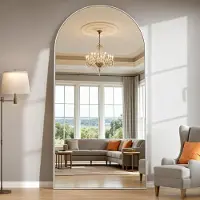 Sonstiges Miroir mural complet, dimensions 193x86 cm, forme incurvée, avec support, finition argentée