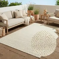 Tapiso , tapis CALMA, idéal pour l'intérieur et l'extérieur, couleur crème, pour balcon, résistant aux UV, dimensions 80 x 150 cm