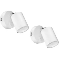 Ledscom.de , 2 spots muraux WAIKA, à une seule ampoule, avec interrupteur, culot GU10, finition blanche mate, incluant 1 ampoule LED GU10 de 450lm, lumière blanc chaud