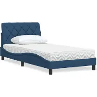Syfax Lit avec matelas Bleu 100x200 cm Tissu