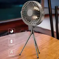 Generique Ventilateur de plafond Portable avec télécommande, 2000mAh, avec trépied, luminaire de maison, voyage, plein Air, climatiseur multifonction