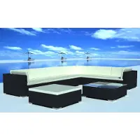 vidaXL 8-tlg. Set de salon de jardin avec auflagen Poly Rattan Schwarz