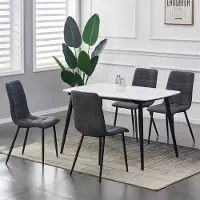 Mcc MCCDirect Chaise de salle à manger Henri (lot de 4) en similicuir avec pieds métalliques, chaise design, chaise de cuisine, disponible en 4 couleurs (gris)