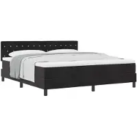 vidaXL Lit boxspring avec matelas noir 180 x 200 cm Tissu