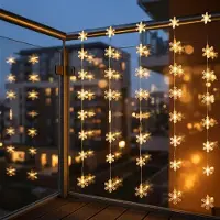 Spetebo Rideau LED avec flocons de neige - 40 LED - pile / minuterie / 8 fonctions