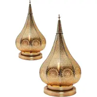 Marrakesch Orient & Mediterran Interior set de 2 petites lampes de table orientales Kais 38cm argent E14 | Lampes de table marocaines petites en métal, abat-jour | Lampe de chevet moderne, vintage, rétro & style campagnard design