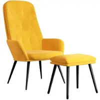 vidaXL Fauteuil relax avec pouf jaune moutarde velours