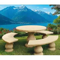 Casa Padrino Ensemble de mobilier de jardin en béton de style Art nouveau, , couleur beige. Mobilier de jardin en béton. Mobilier de jardin de style Art nouveau. Fabriqué en Italie