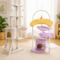 Northio Ensemble d'arbres à chat en peluche (2 pièces) – Arbre à chat avec plate-forme « Moon » de 158 cm et arbre à chat avec poteau en sisal de 140 cm