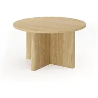 Bettso Table basse ronde BUNA en chêne huilé – table moderne pour salon de style japandi – 90 cm
