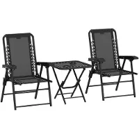 StarTech.com Ensemble de mobilier de jardin "bistro" - 3 pièces - Pour 2 personnes - Métal avec revêtement en poudre - Pliable - Résistant aux intempéries - Noir