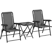 StarTech.com Ensemble de mobilier de jardin "bistro" - 3 pièces - Acier avec revêtement par poudre - Pliable - Pour 2 personnes - Gris foncé