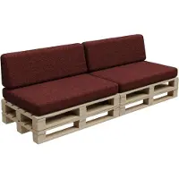 POOM Coussin de palette, coussin de palette, coussin de jardin, PFBG (2X set (120x80 + 120x35), Bordeaux rouge)