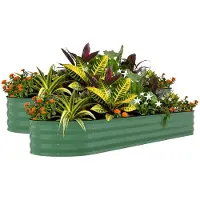 OEM Bordure de jardin surélevée, dimensions 2,4 m x 0,6 m x 0,6 m, en acier galvanisé, hauteur de paroi de 60 cm, design ouvert sur le sol, montage facile