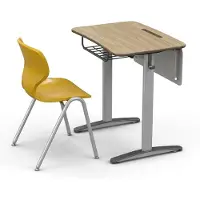 Xl Moebel Gmbh Bureau scolaire moderne avec plateau imitant le bois et chaise ergonomique pour les élèves