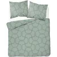 Detexpol Couvre-lit, satin, haute qualité, dimensions 160x200, référence 5995a, motif géométrique vert