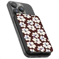 Selencia Vivid Powerbank 5000 mAh - Batterie externe sans fil - Compatible avec MagSafe et Qi - Noir / Motifs floraux "Choco Pop"