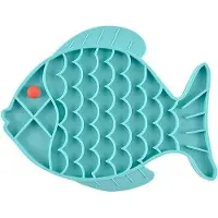 OEM Gamelle en silicone pour animaux - Anti-renversement - En forme de poisson - Pour chiens et chats (19 x 24,5 cm, bleu)
