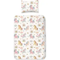 Famanu Parure de lit pour enfant rose pâle 100 x 135 cm pour fille, motif cerfs