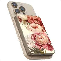 Selencia Vivid Powerbank 5000 mAh - Batterie externe sans fil - Compatible avec MagSafe et Qi - Couleur : Desert Gold / Vintage Peony