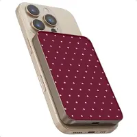 Selencia Vivid Powerbank 5000 mAh - Batterie externe sans fil - Compatible avec MagSafe et Qi - Couleur : Desert Gold / Motifs : Happy Dots en bordeaux