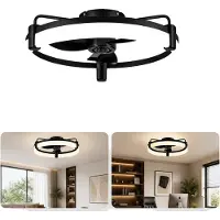 OEM Ventilateur de plafond, moteur réversible, éclairage réglable, NOIR - 51,5 cm