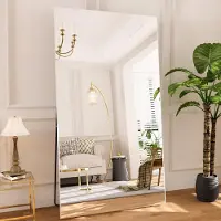 Sonstiges Miroir mural complet, dimensions 180x100 cm, résistant aux chocs, sans verre, pouvant être posé au sol, fixé au mur ou incliné, de couleur blanche