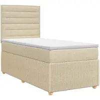 vidaXL Lit boxspring avec matelas avec tête de lit Crème 90 x 190 cm Tissu