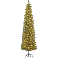 Black Box Trees Charlton Sapin de Noël artificiel étroit avec éclairage LED et fonction minuterie et variateur - H215 x Ø56 cm - Vert