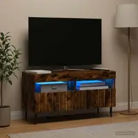 Prolenta Meuble TV exclusif - ZWOLLE, 81 x 35 x 43 cm, en panneaux de particules imitation chêne fumé