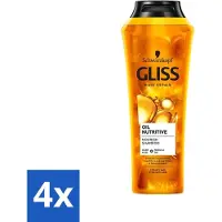 Schwarzkopf Gliss Shampooing - Oil Nutritive - Pour des cheveux nourris et soyeux - 250 ml - Pack avantage - 4 pièces