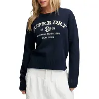 Superdry Femme Pull à Logo Heritage Navy Taille: 42