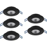 Eglo , lot de 5 spots LED encastrables Cedrez, diamètre 9 cm, spots de plafond extra-plats, projecteurs de plafond avec commutateur rotatif, lumière blanc chaud, blanc neutre, blanc froid