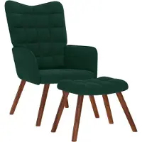 vidaXL Fauteuil relax avec pouf vert foncé velours
