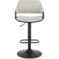 Natur24 Tabouret de bar Ronxanne 50.5 x 90.5 x 50.5 cm acier contreplaqué polyester noir blanc