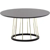 Wohnling Table basse ronde 80x80x42 cm table basse noir or métal moderne |