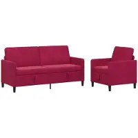 vidaXL Ensemble de canapés avec rangement, 2 pièces, couleur bordeaux, revêtement en polyester