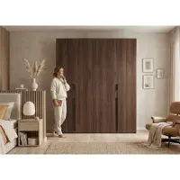AX Living Armoire Omodeo, largeur 200 cm – Finition noyer Warmia avec porte WingLine