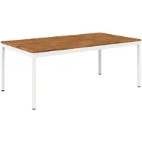 vidaXL Table de jardin, couleur naturelle et blanche, dimensions : 196 x 100,5 x 75 cm