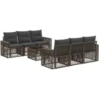 vidaXL Ensemble de canapé de jardin , 7 pièces, gris, en résine tressée