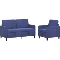 vidaXL Ensemble de canapés avec rangement, 2 pièces, bleu marine, polyester