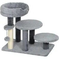 BellaFurn Escalier pour chat avec griffoir et panier | Couleur : Gris | Dimensions : 40x60x56 cm
