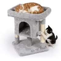 Northix Arbre à chat avec grotte et plateforme, gris clair, 60 cm