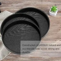OEM Plateau de table en bois naturel, 21 cm - Idéal pour le café, le thé ou les fruits - Polyvalent - Antidérapant - Plateau de table en bois rond