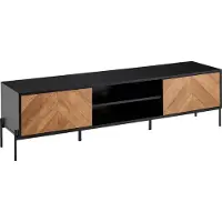Wohnling Plateau bois noir /Reproduction chêne 163x45x40 cm tv commode à deux portes |