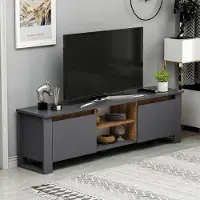Homidea ROMA – Meuble TV bas moderne avec espace de rangement, idéal pour le salon et le bureau. Dimensions : 160 x 48,6 x 35 cm (anthracite/chêne)