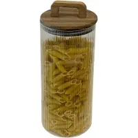 Bavary Bocal de conservation borosilicate XL 1,6 L avec couvercle en bois hermétique