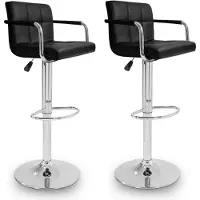 AGA 2x Tabouret de bar avec accoudoirs Noir