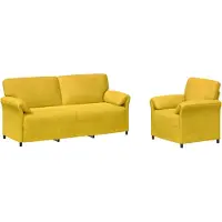 vidaXL Ensemble de canapés 2 pièces, couleur jaune, revêtement en velours